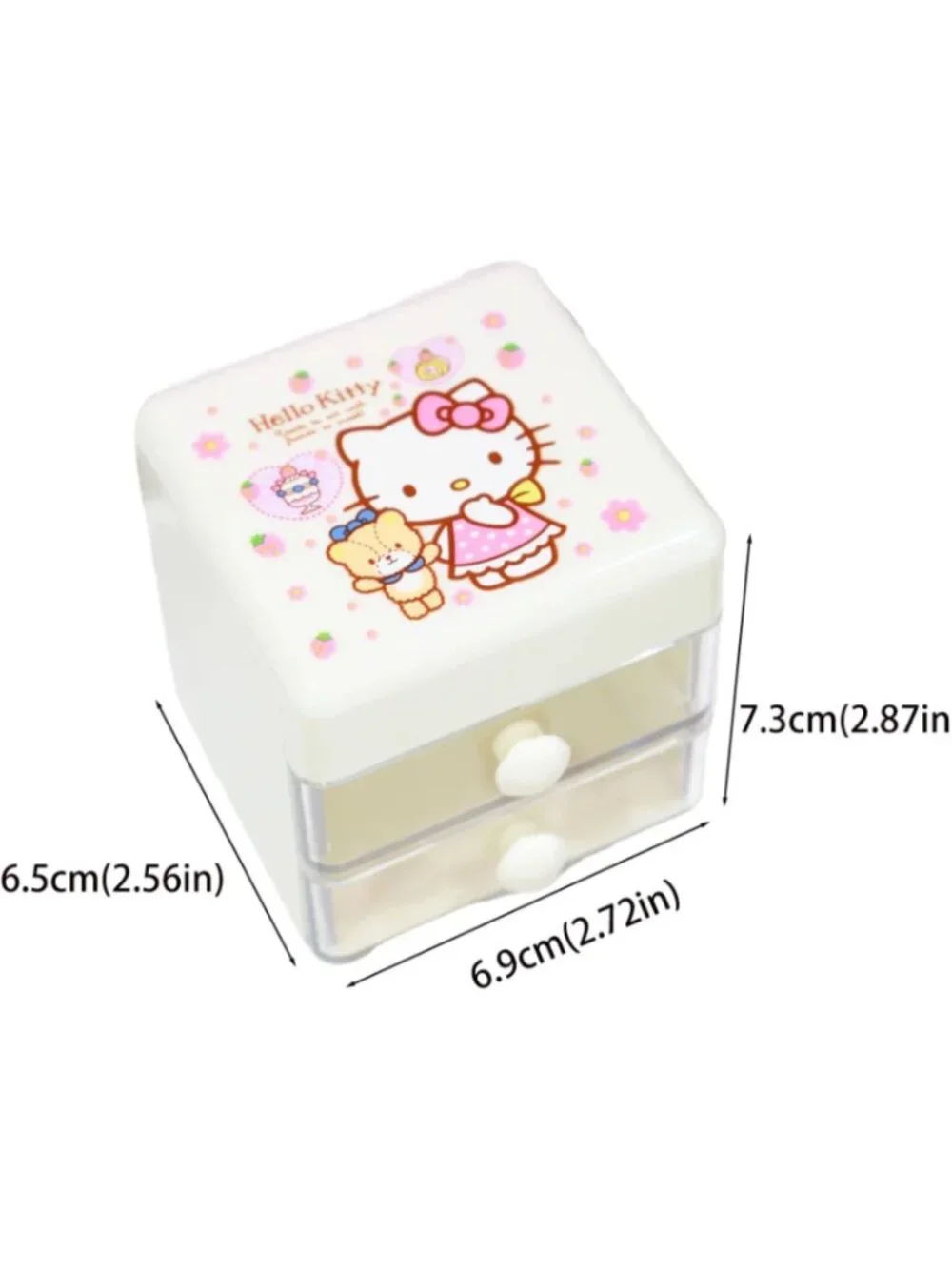 Hello Kitty Double-Layer Mini Drawer Organizer Desktop Storage Stickers Jewelry